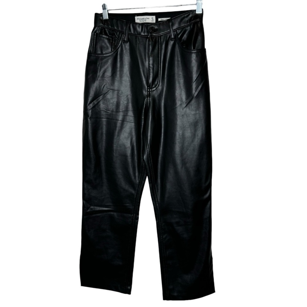Abercrombie & Fitch The 90’s Straight Ultra High Rise Vegan Leather Pant 27 4 XS